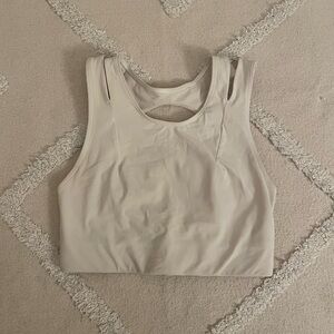 lululemon athletica Cream Crop Tank Top with Cut Out Style